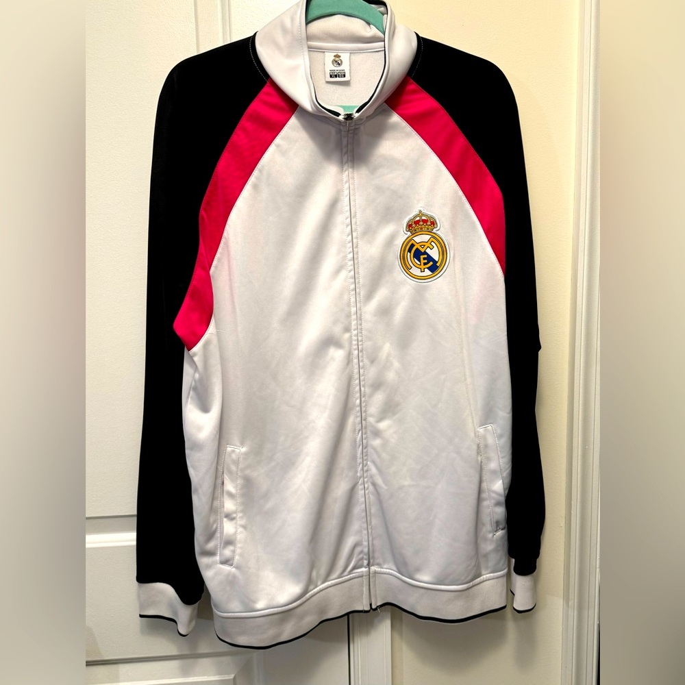 Real Madrid pink and black embroidered patch jacket size XL